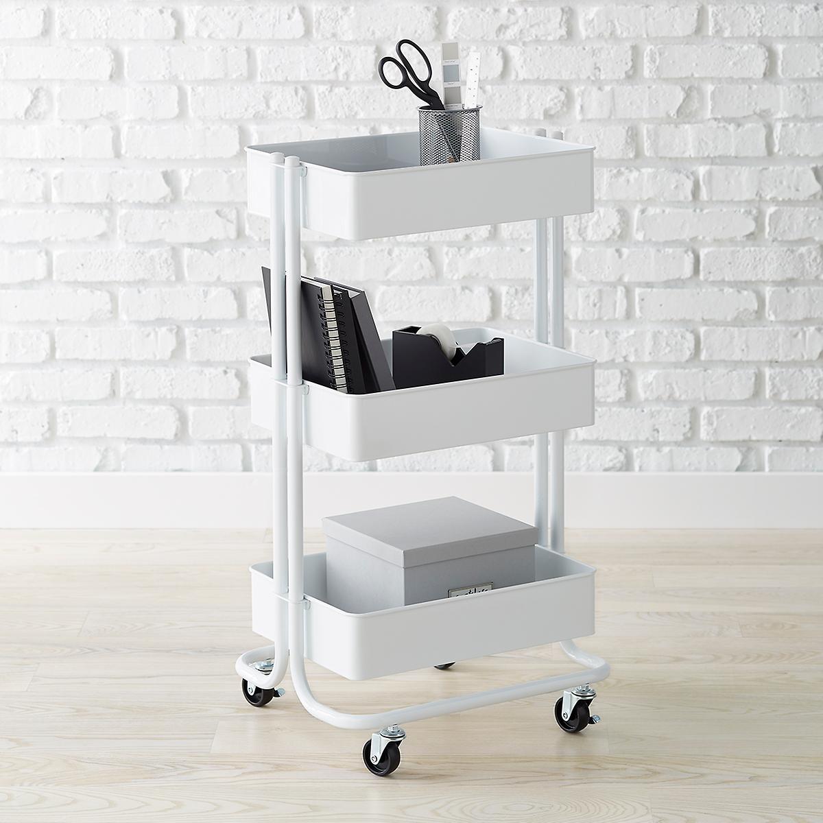 White 3-Tier Rolling Cart