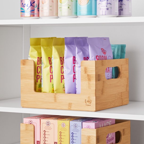 The Home Edit Bamboo Small Open Front Bin, Storage Organization