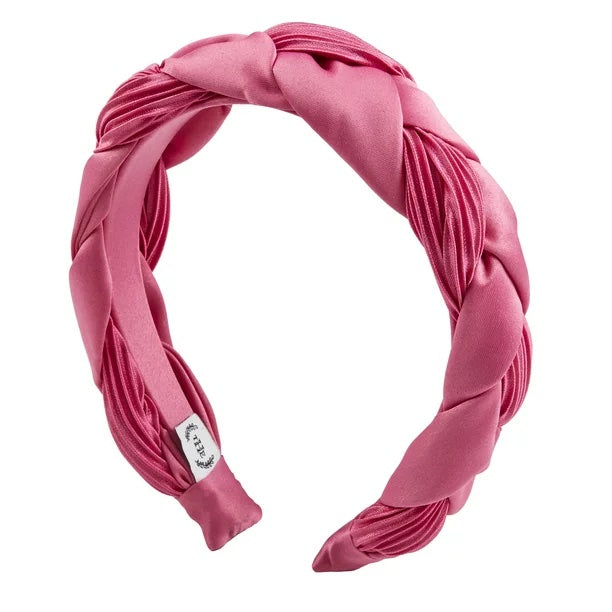 The Home Edit Wide Knotted Fashion Headband in Bright Pink Satin