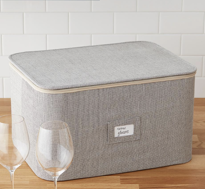 Brown Twill Stemware/Wine Glass Storage Case