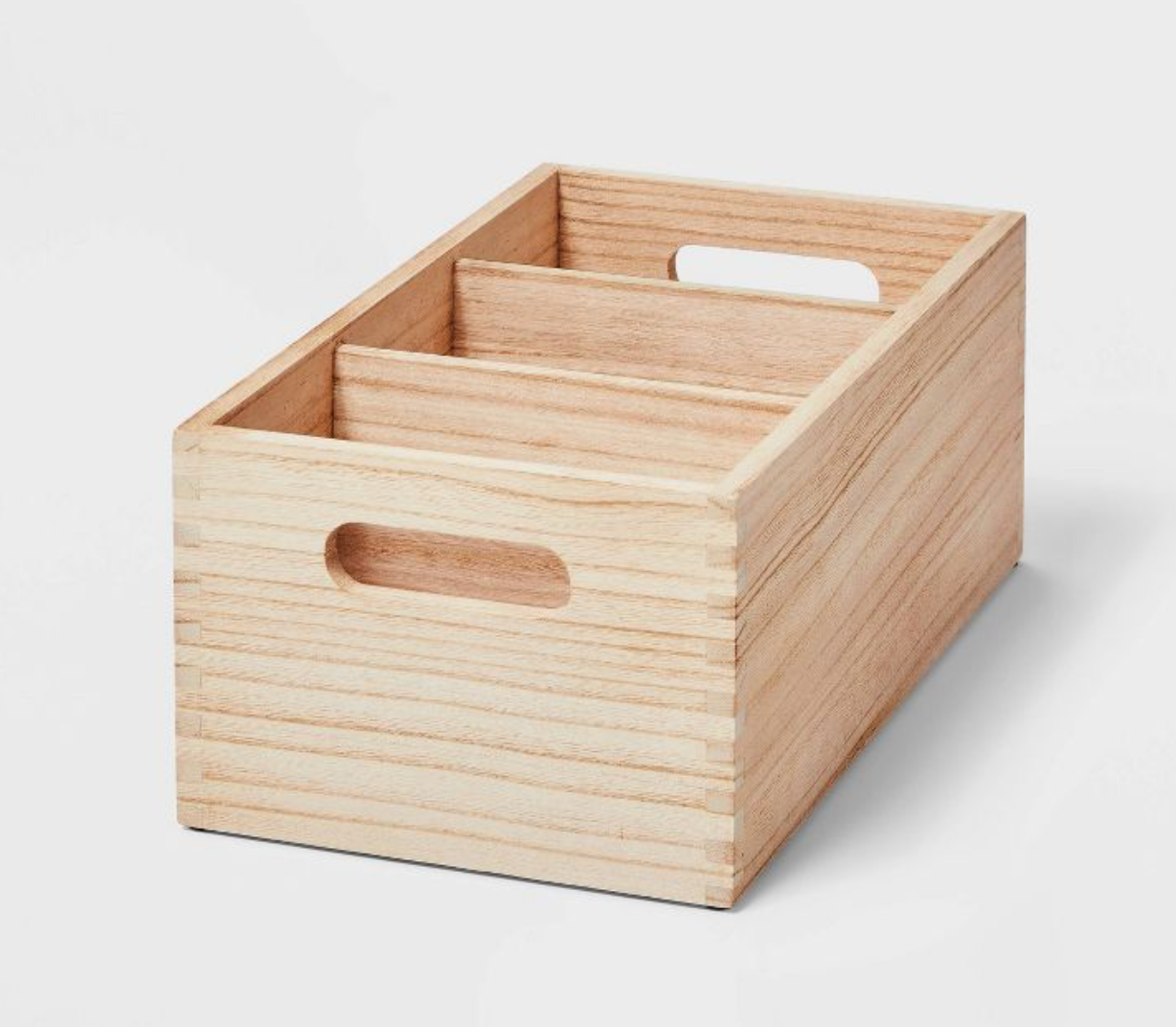 3 Compartment Light Wood Crate Natural - Brightroom™
