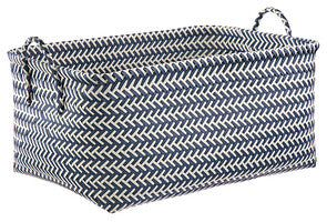 Blue & White Strapping Laundry Basket