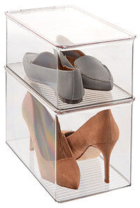 Hinged-Lid Stackable Shoe Boxes