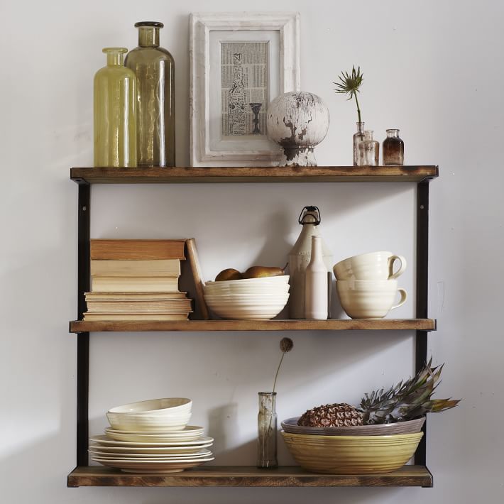 L-Beam Wood & Metal Wall Shelf