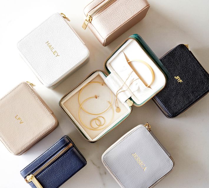Petite Leather Travel Box, Foil Debossed