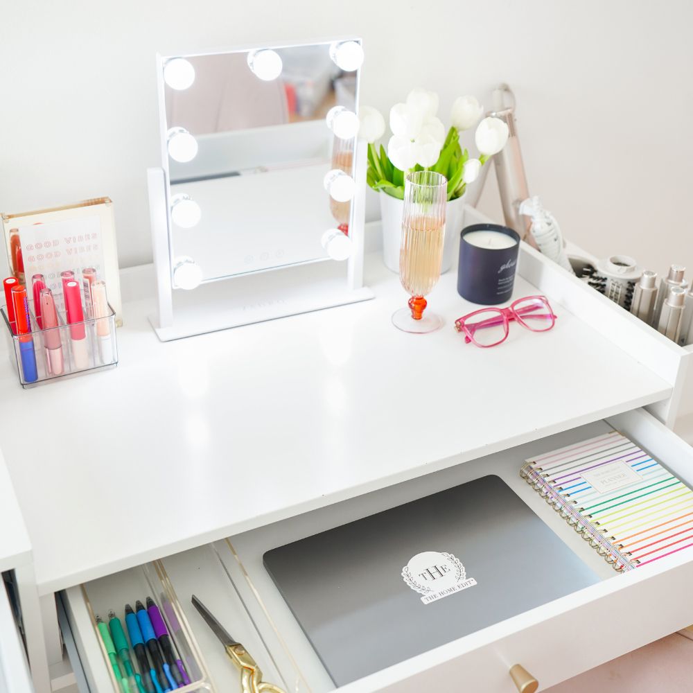 Convertable Computer Vanity Desk How to Transform Your Desk Into a Vanity – The Home Edit