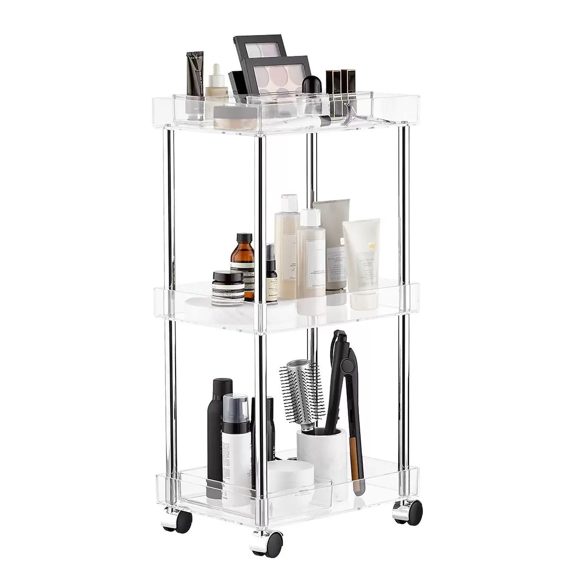 3-Tier Acrylic Rolling Cart