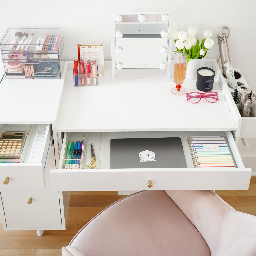 Desk shop into vanity