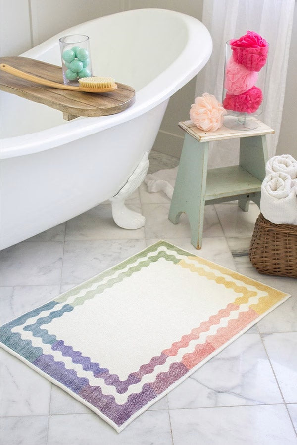 The Home Edit Wavy Rainbow Bath Mat
