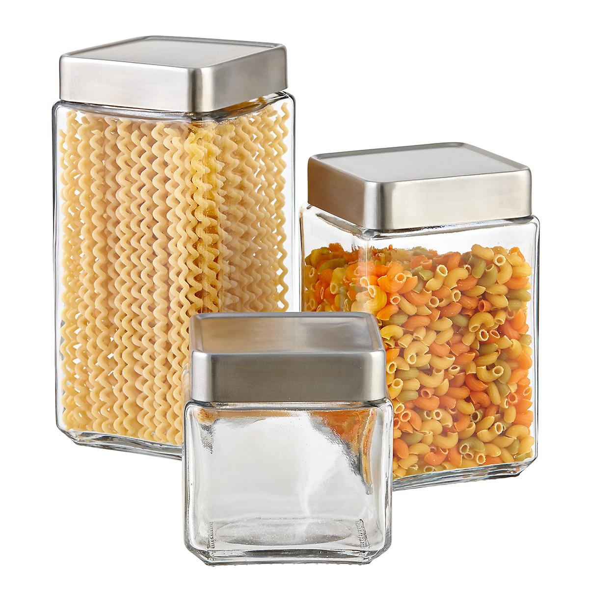 Anchor Hocking Glass & Brushed Aluminum Canisters