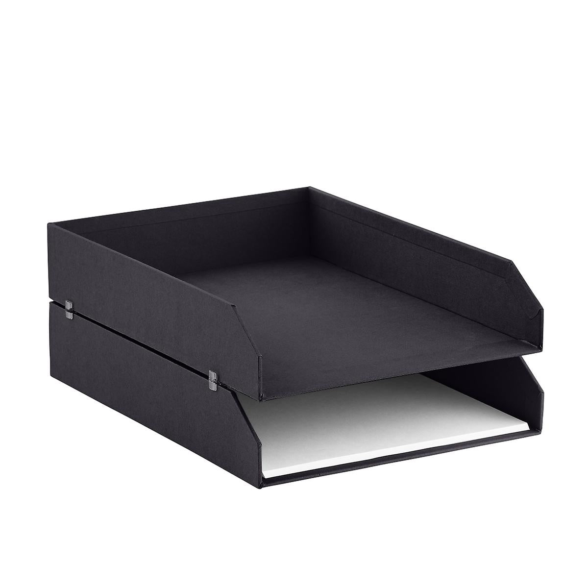 Bigso Graphite Stockholm Stackable Letter Trays Set of 2