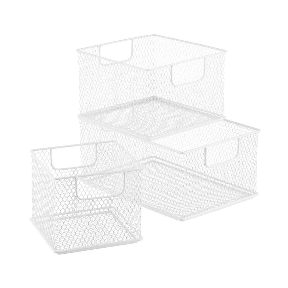 White Omaha Steel Mesh Stackable Bins