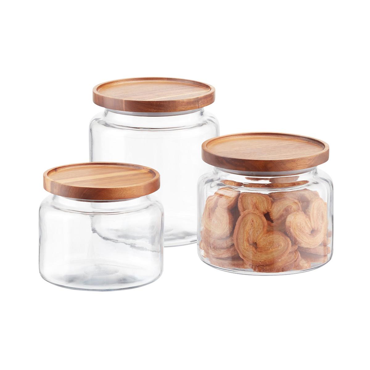 Glass Canisters with Acacia Lids