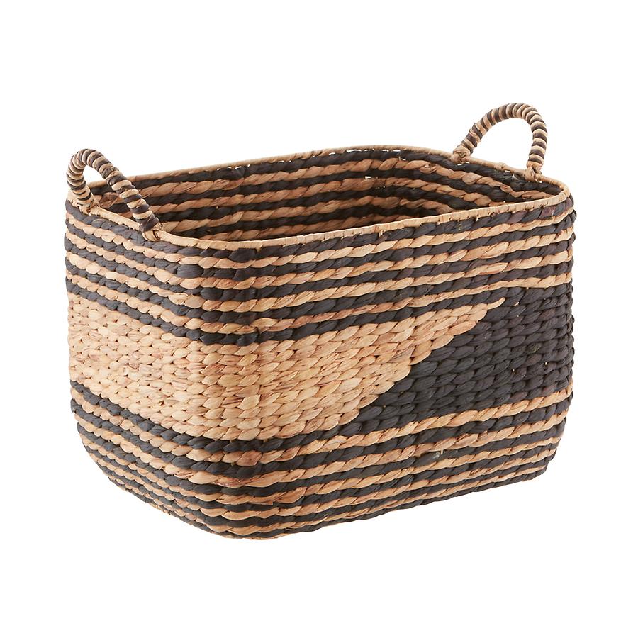 Black & Natural Water Hyacinth Storage Bins