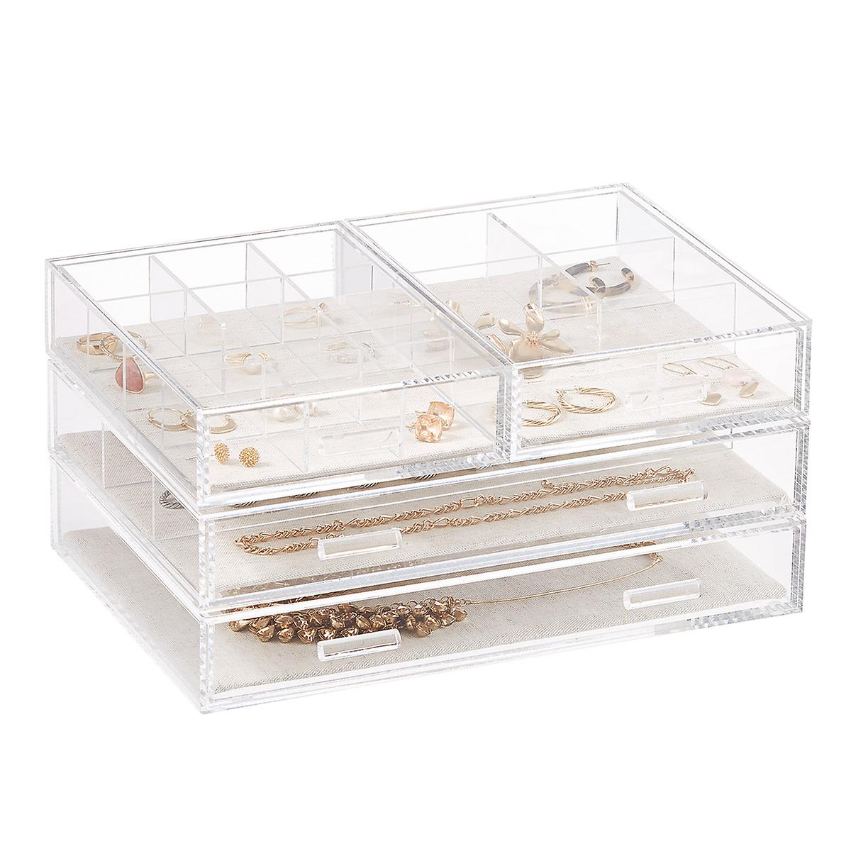 Modular Acrylic Linen Jewelry Drawer System