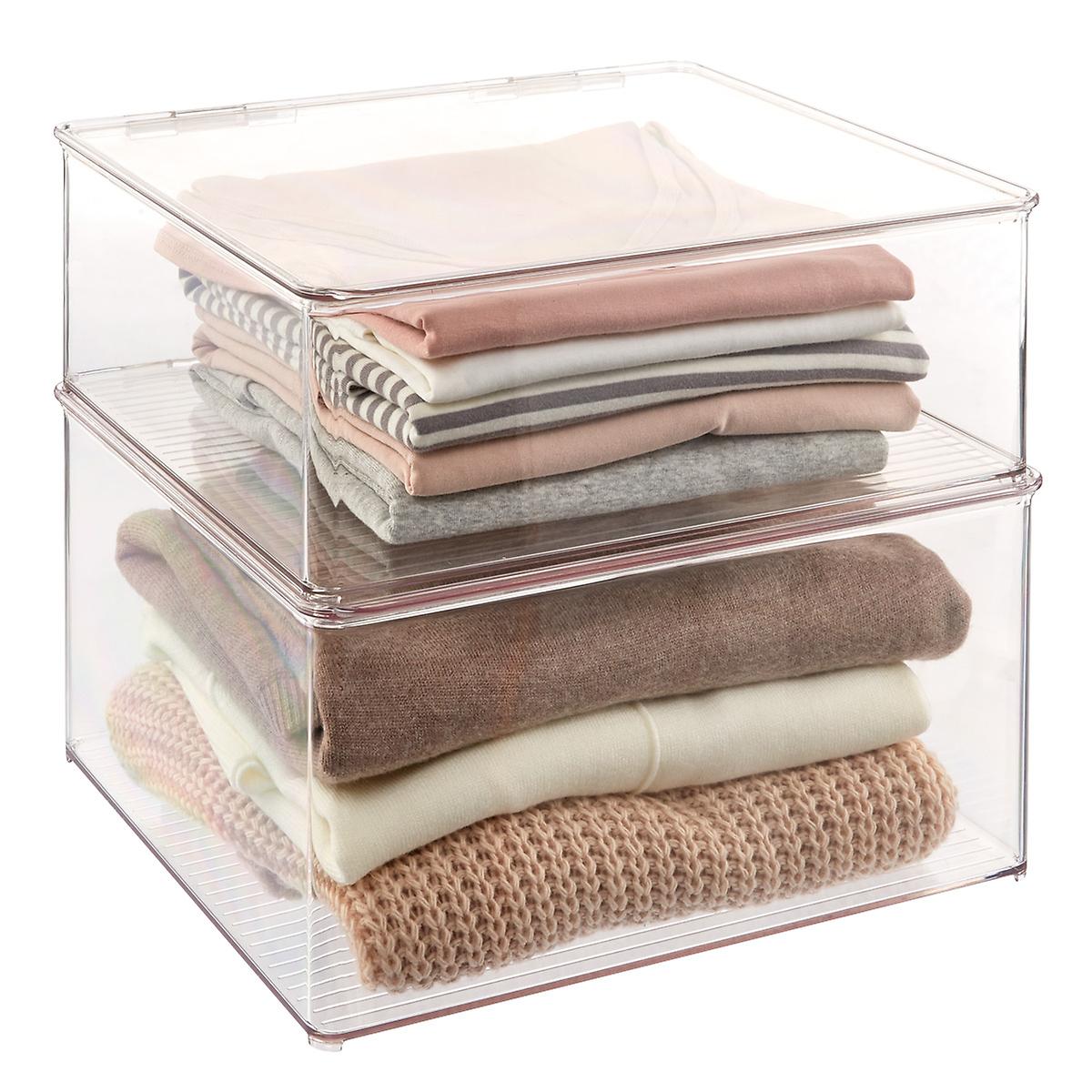 iDesign Hinged-Lid Stackable Shirt & Sweater Boxes