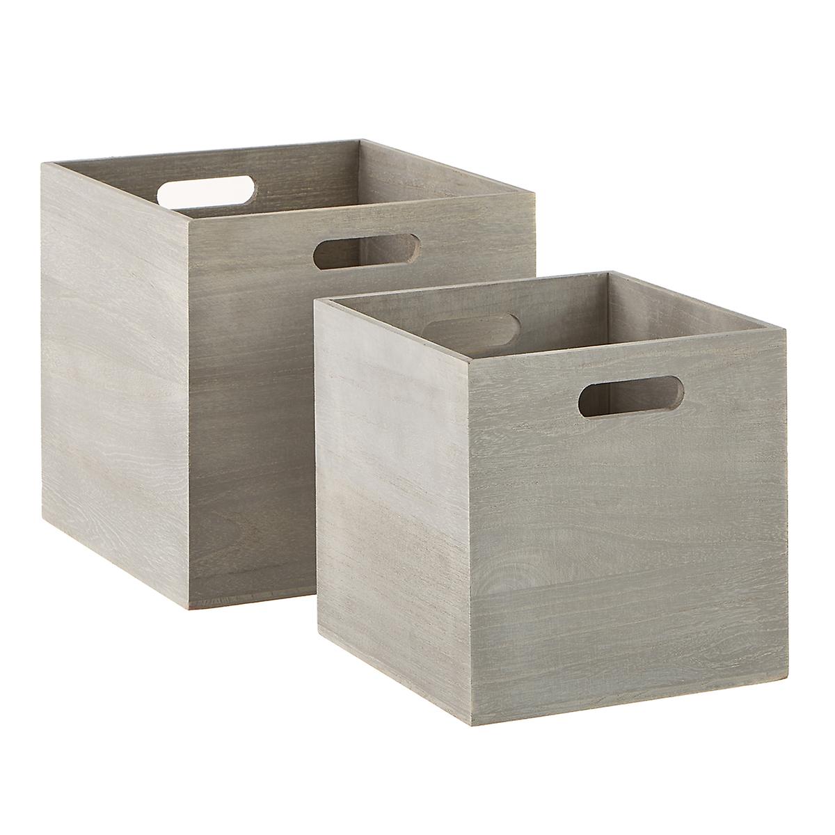 Greywashed Wooden Storage Cubes with Handles