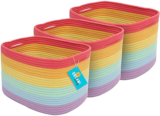 Rainbow Woven Basket - 3 Pack