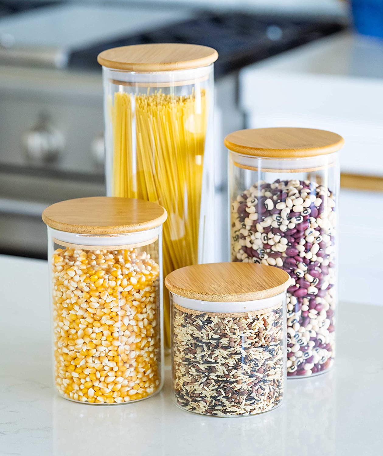 Glass Canisters with Bamboo Lids