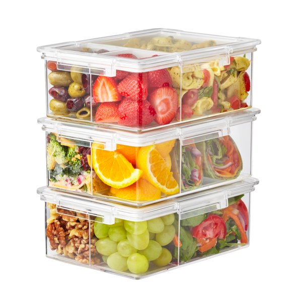The Home Edit Bento Box Food Storage Container, Pack of 3, Clear Plastic Food Storage