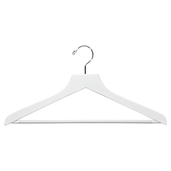 White Wooden Shirt Hangers with Ribbed Bar