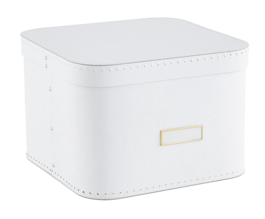 White Oskar Storage Box with Lid