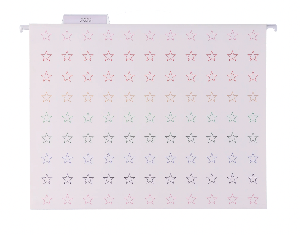 The Home Edit Hanging File Folder Set, Oh My Stars, 7 Count, Letter Size, Pre-Printed Labels, Insertable Tabs