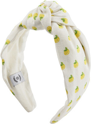 The Home Edit Knotted Headband in Lemon Print on White Canvas, 1ct
