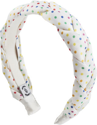 The Home Edit Braided Satin Headband in Colorful Polka Dot Print