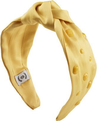 The Home Edit Knotted Headband with Stone Detail in Yellow Satin
